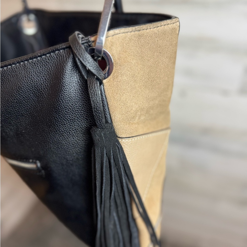 Sondra Roberts Shoulder or Satchel Purse Bag Color block Leather Suede Purse - Picture 13 of 15